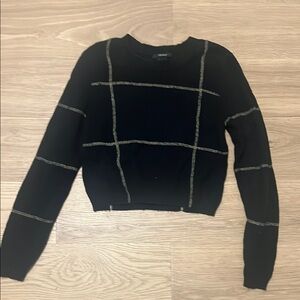 Forever 21 Black and Gray Grid Sweater